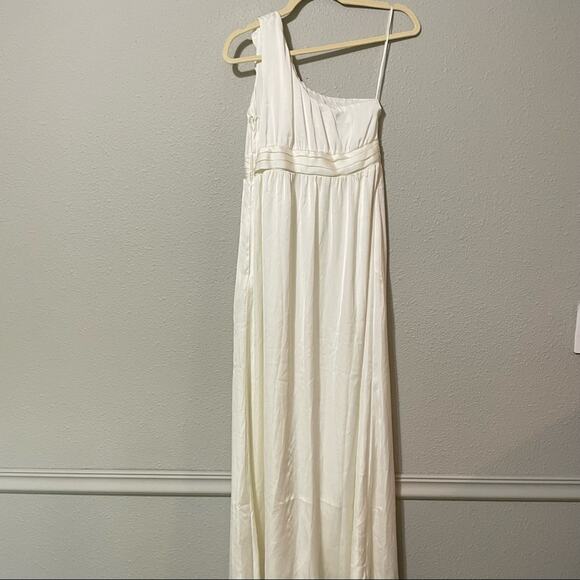 Tevolio Cream Satin One Shoulder Maxi Formal Dress S - Picture 7 of 14